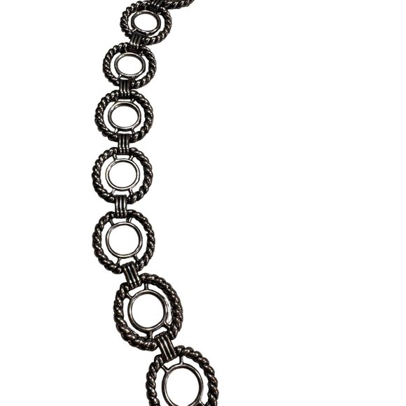 Rope Circle Chain Link Statement Belt Vintage T Bar Clasp Silver Adjustable - Picture 6 of 16